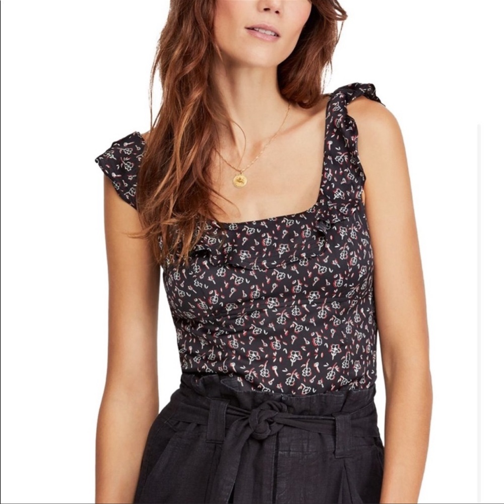Free People Stay With You Printed Ruffle Top medium